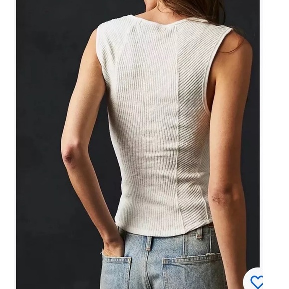 Free People We The Free Boss Baby Ribbed Sweater Tank Optic White M NWT - Picture 6 of 9